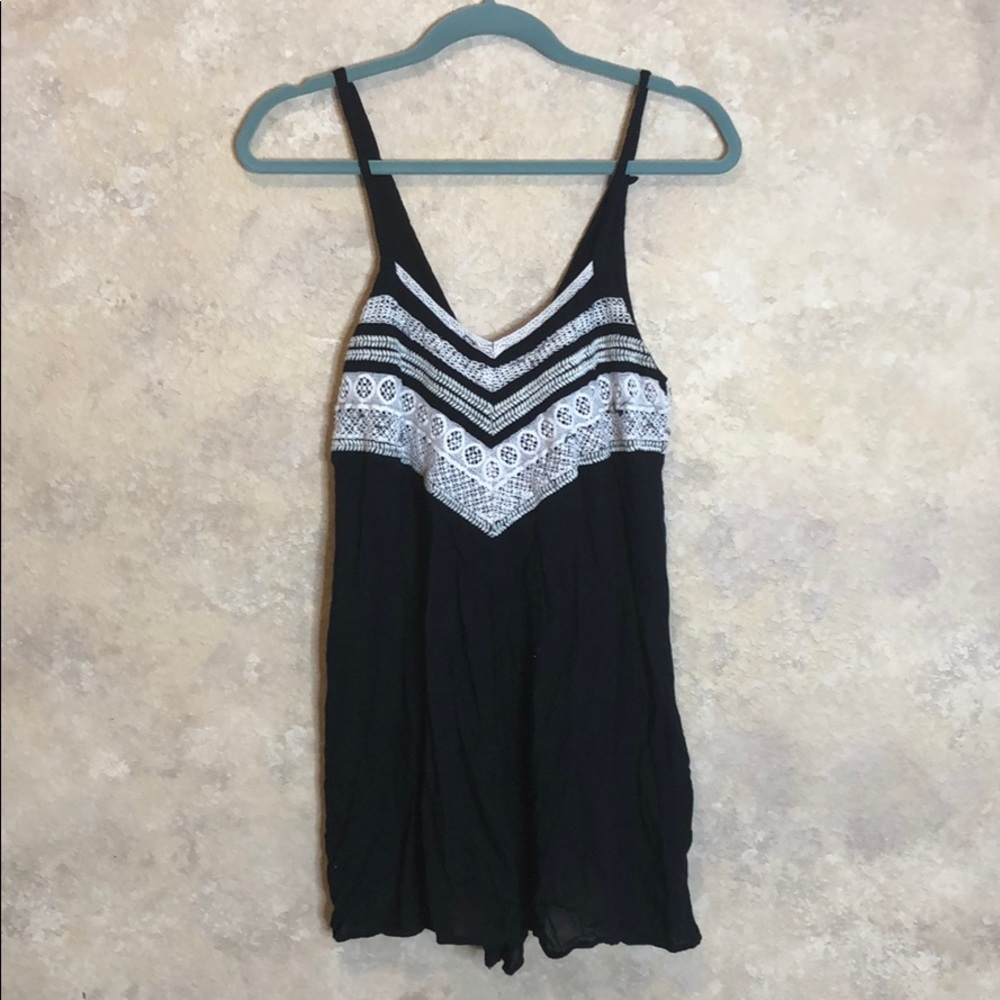 Black Crochet Romper